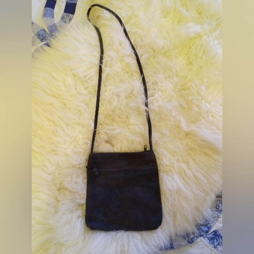Lord & Taylor Charcoal Suede Crossbody Purse